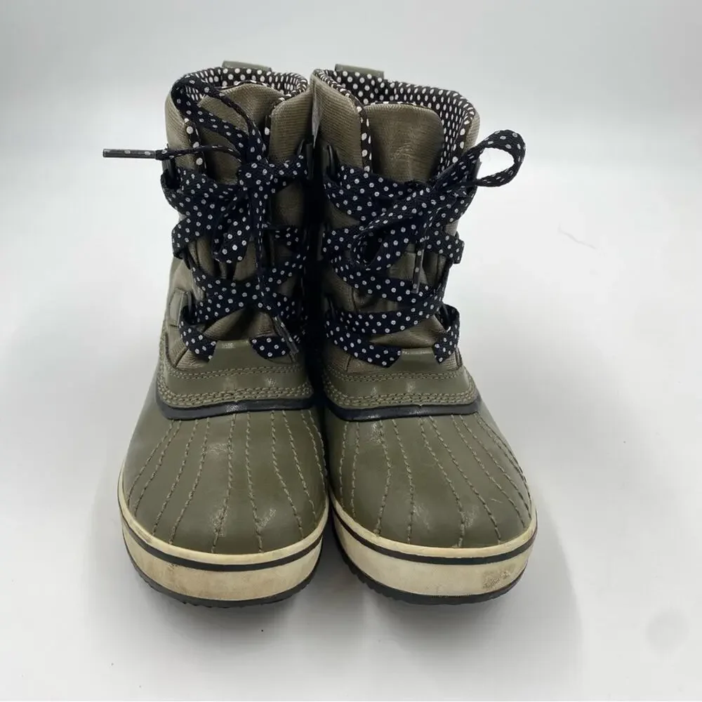 Sorel Tivoli Waterproof Rain and Snow Boots Green Size 7‎ polka dot lace up